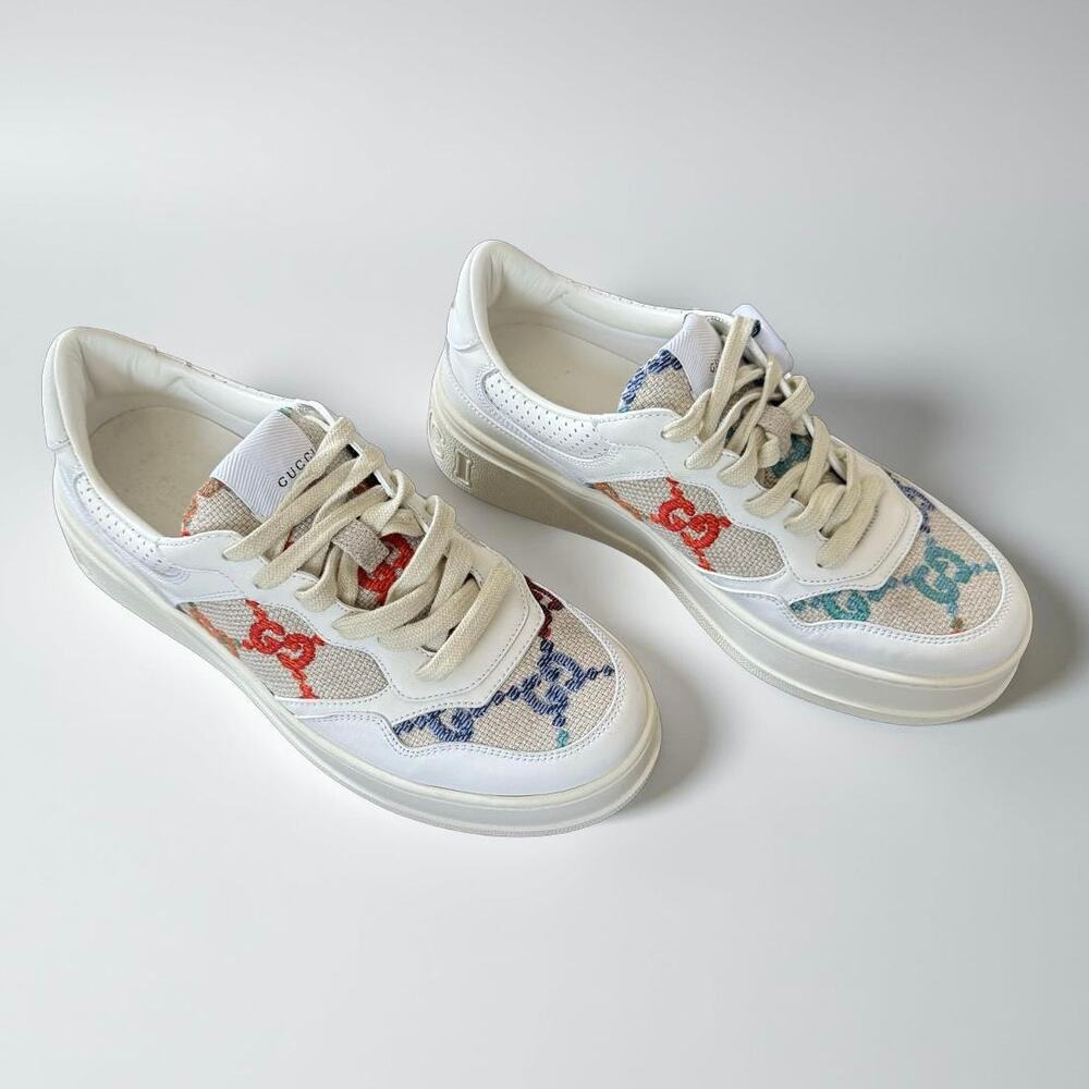 Gucci White Multicolor Interlocking G Low-Top Sneakers